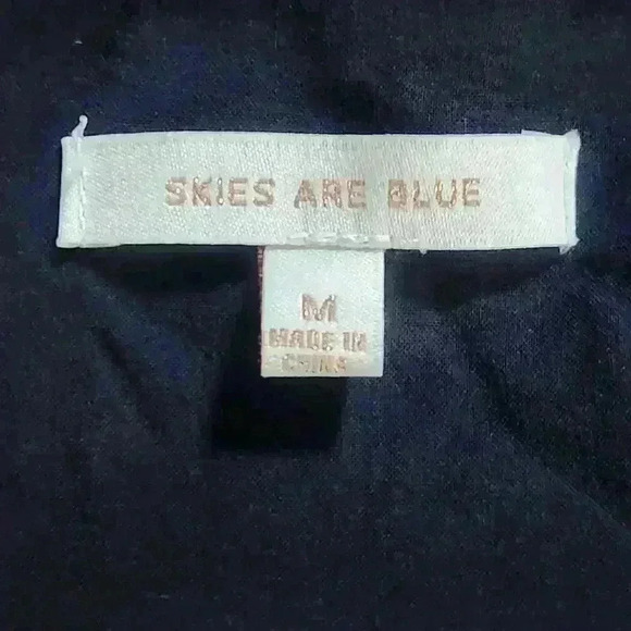 NWOT Skies Are Blue Medium Dress Elastic Waist With Tie Hem Ruffle Mutton Sleeve - Picture 7 of 9
